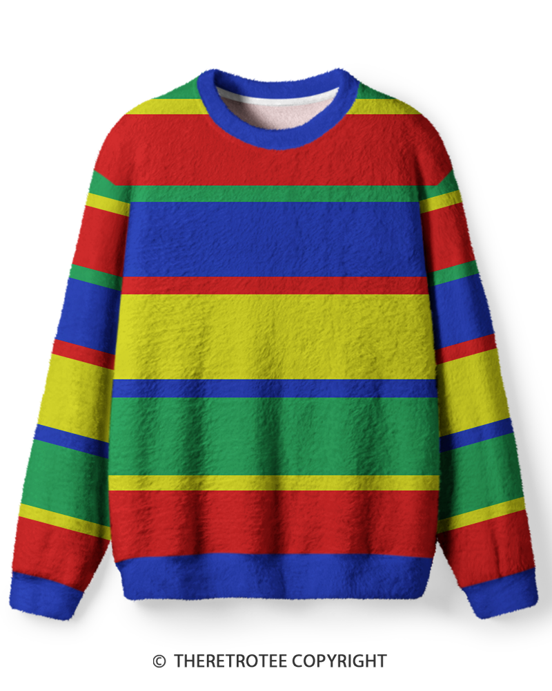 TheRetroTee Vintage 1980s Rainbow Stripe Sweater