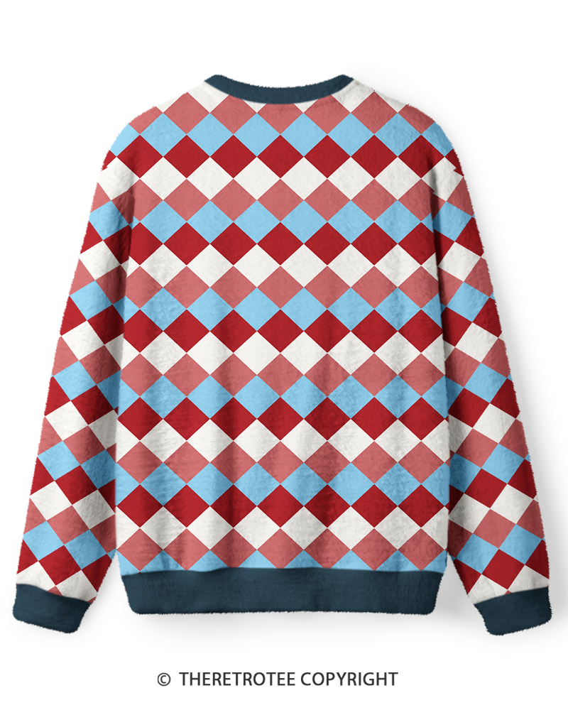 TheRetroTee Vintage 1980s Candy Color Harlequin Sweater