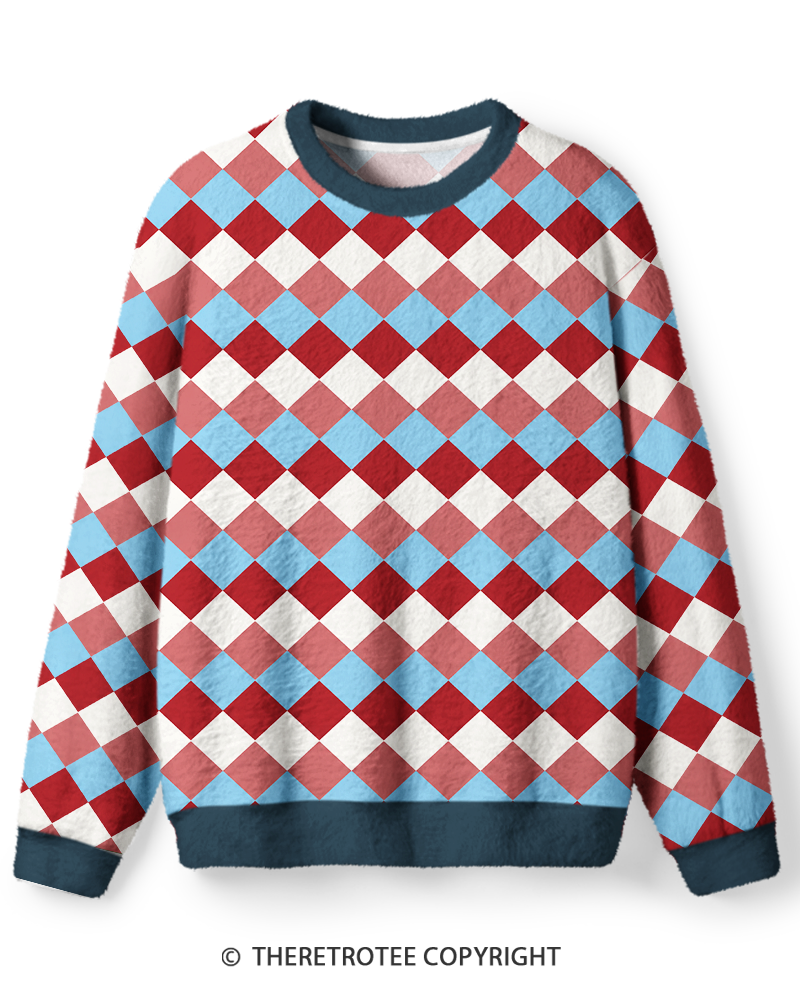 TheRetroTee Vintage 1980s Candy Color Harlequin Sweater