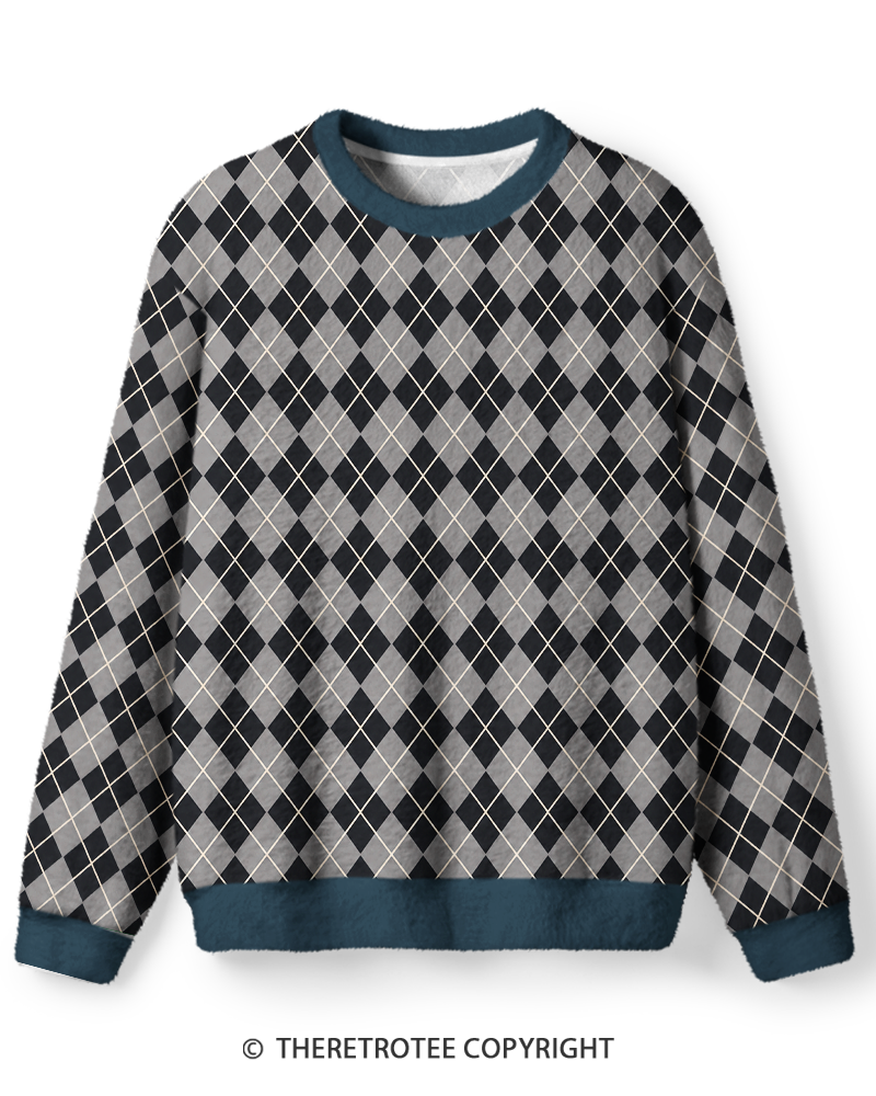 TheRetroTee Vintage 1980s Charcoal Classic Argyle Sweater