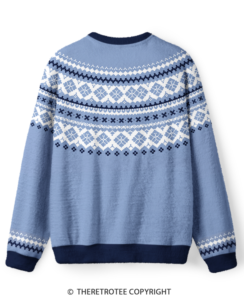 TheRetroTee Vintage 1970s Powder Blue Nordic Fair Isle Sweater