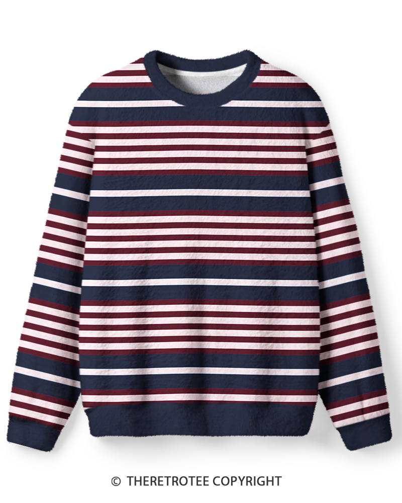 TheRetroTee Vintage 1970s Navy Blush Stripe Sweater