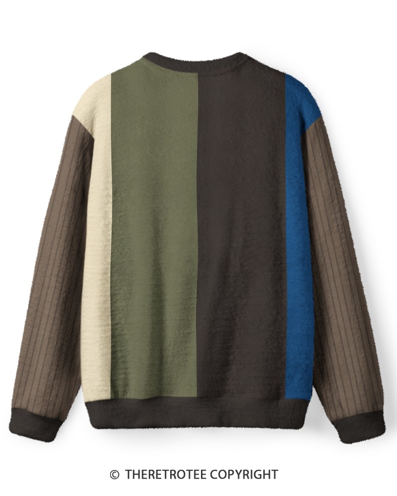 TheRetroTee Vintage Classic Screen-Inspired Navy & Gold Varsity Sweater