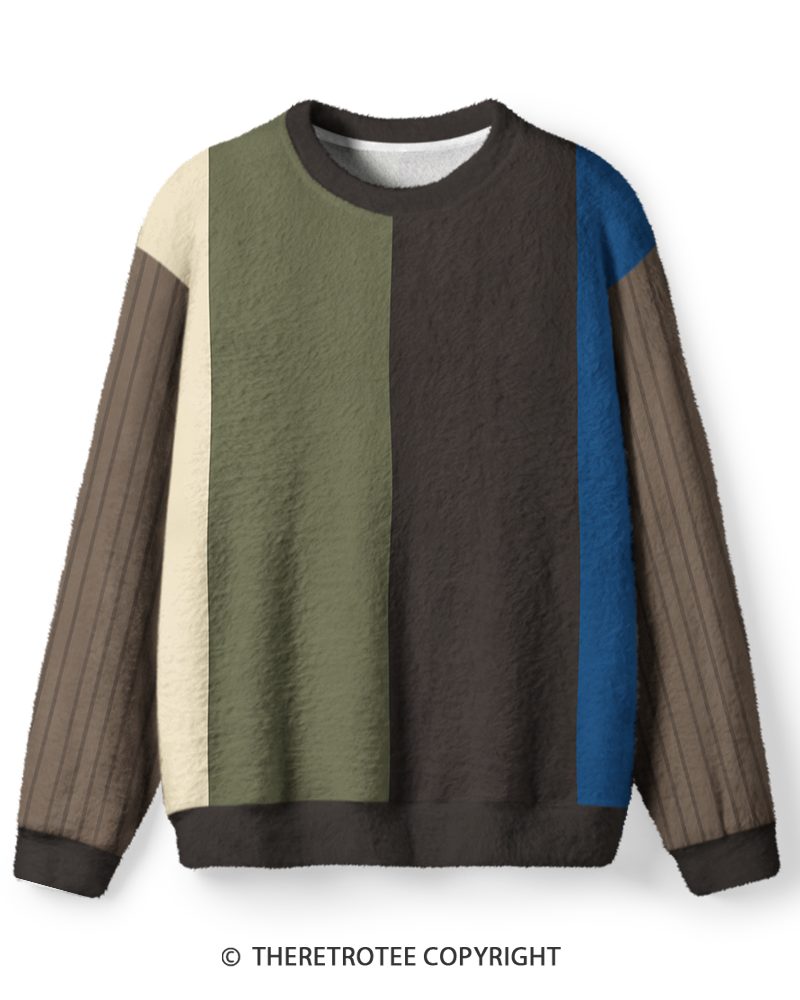 TheRetroTee Vintage Classic Screen-Inspired Navy & Gold Varsity Sweater