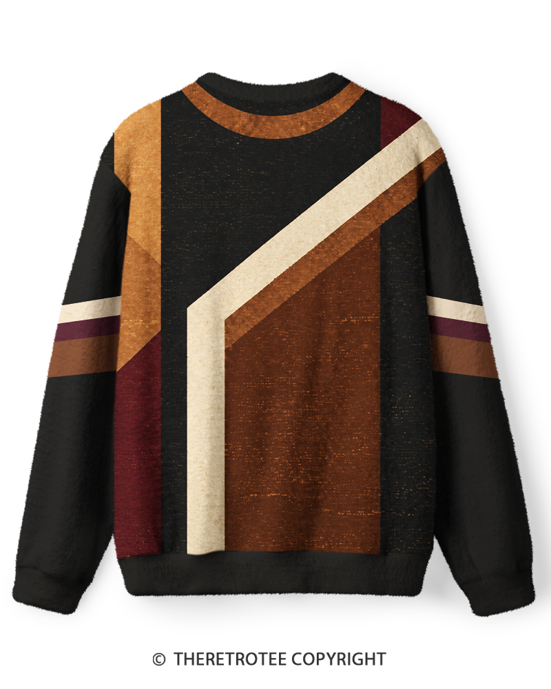 TheRetroTee Vintage Cinematic Inspired Black Geometric Pattern Sweater