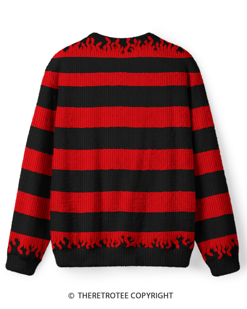 TheRetroTee Vintage Screen-Inspired Black & Red Snake Pattern Sweater
