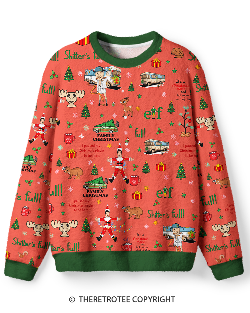 TheRetroTee Vintage 1980s Coral Christmas RV Collage Sweater