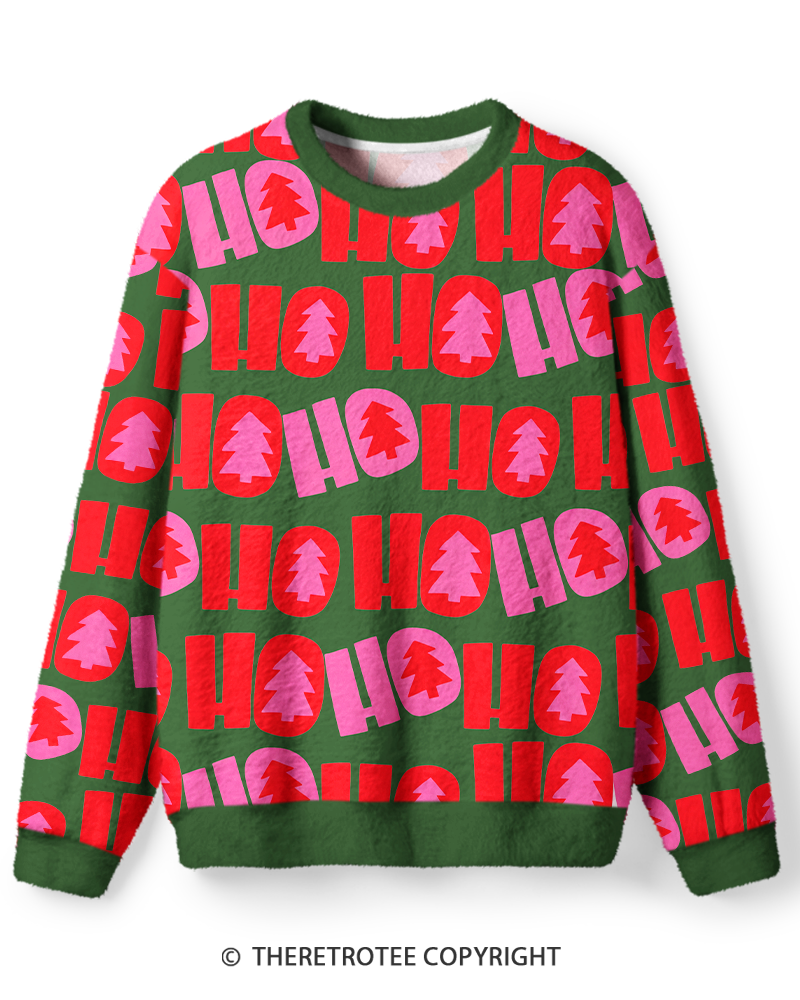 TheRetroTee Vintage 1960s Red Green Christmas Ho Ho Ho Sweater