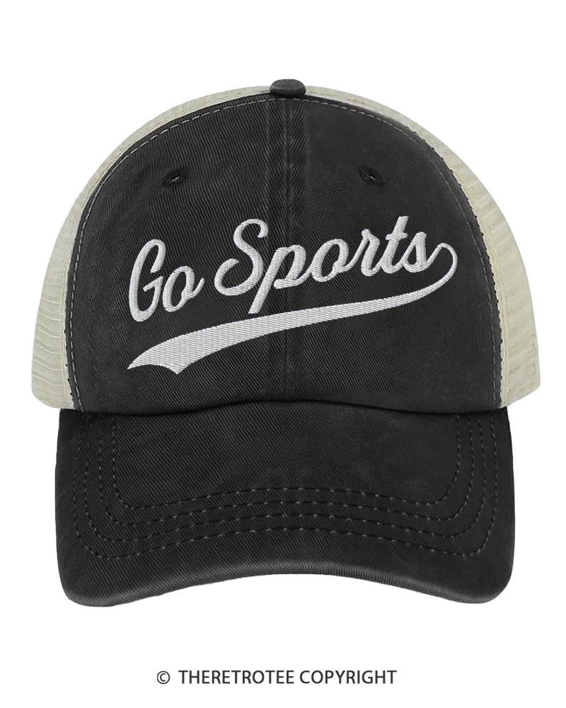 TheRetroTee Go Sports 1970s Embroidered Trucker Hat
