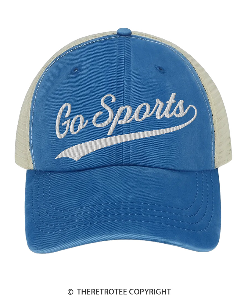 TheRetroTee Go Sports 1970s Embroidered Trucker Hat