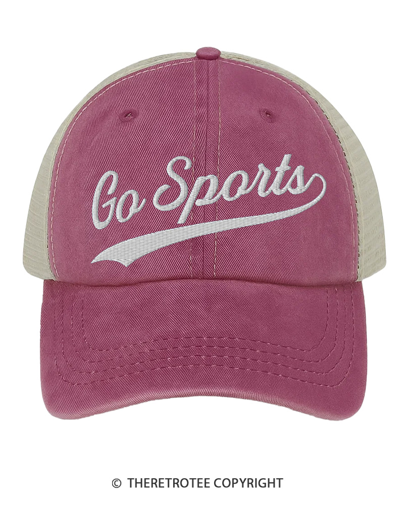 TheRetroTee Go Sports 1970s Embroidered Trucker Hat