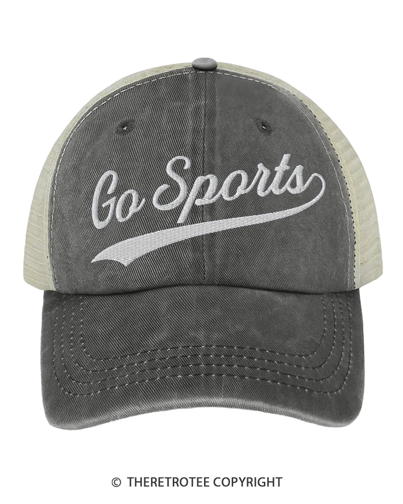 TheRetroTee Go Sports 1970s Embroidered Trucker Hat