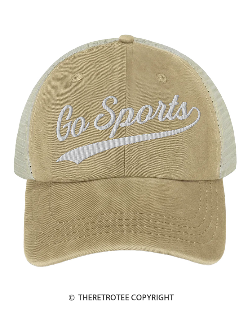 TheRetroTee Go Sports 1970s Embroidered Trucker Hat