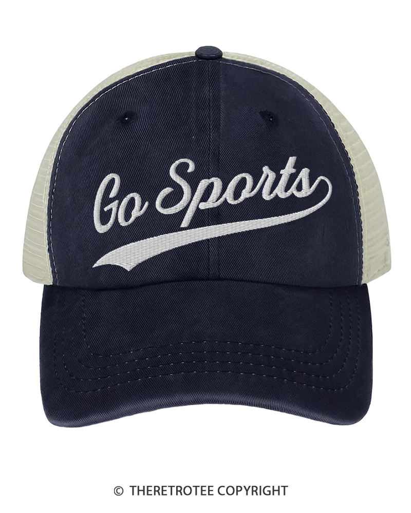 TheRetroTee Go Sports 1970s Embroidered Trucker Hat