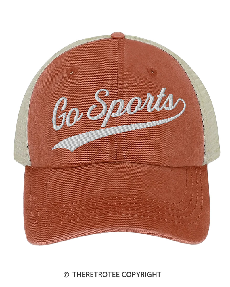 TheRetroTee Go Sports 1970s Embroidered Trucker Hat