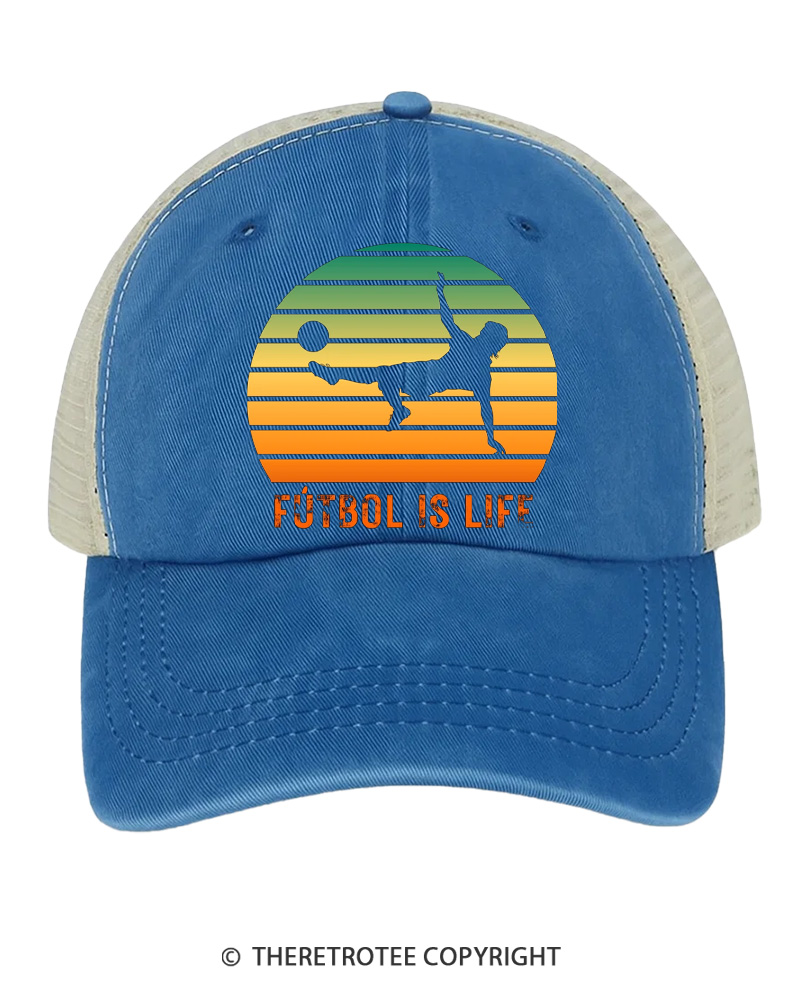 TheRetroTee Fútbol Is Life 1980s Trucker Hat
