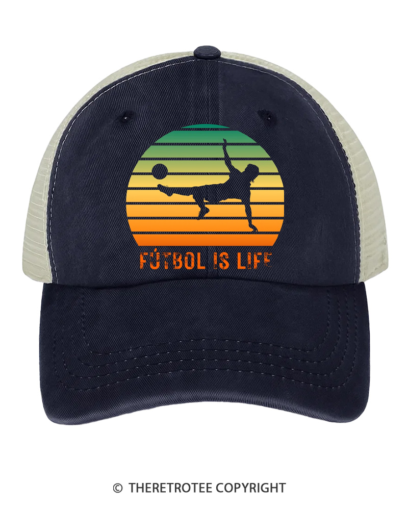 TheRetroTee Fútbol Is Life 1980s Trucker Hat
