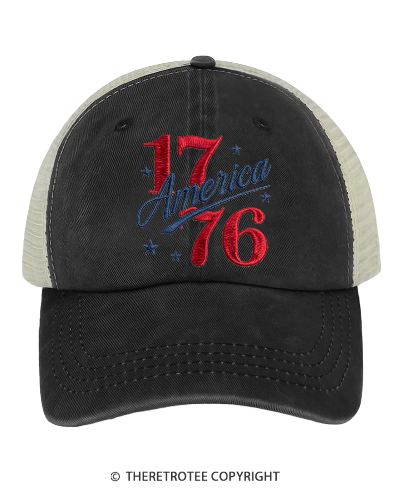 TheRetroTee 1776 America Embroidered Trucker Hat