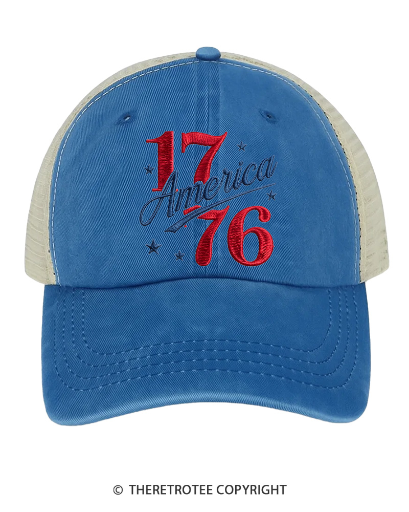 TheRetroTee 1776 America Embroidered Trucker Hat