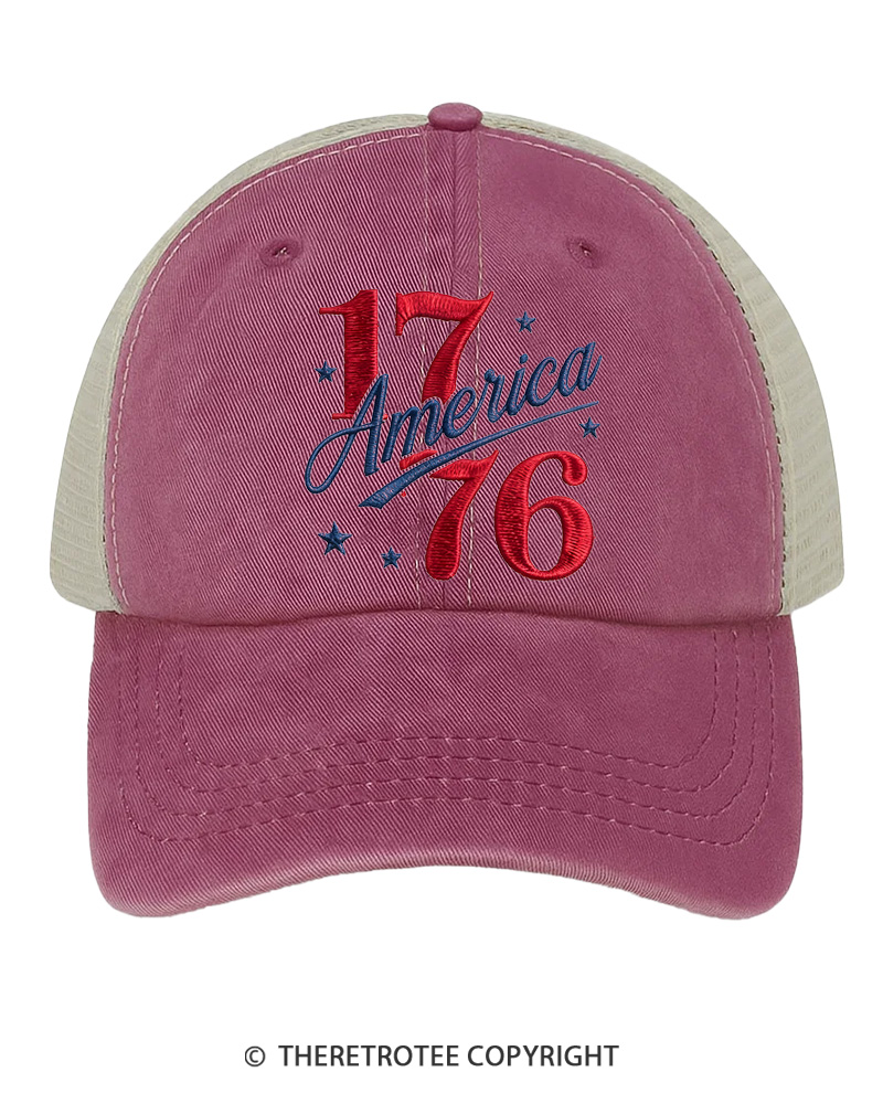 TheRetroTee 1776 America Embroidered Trucker Hat