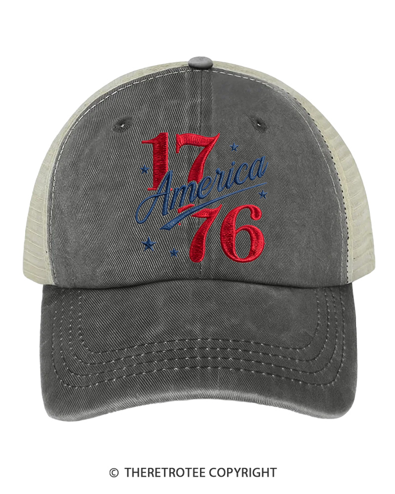 TheRetroTee 1776 America Embroidered Trucker Hat