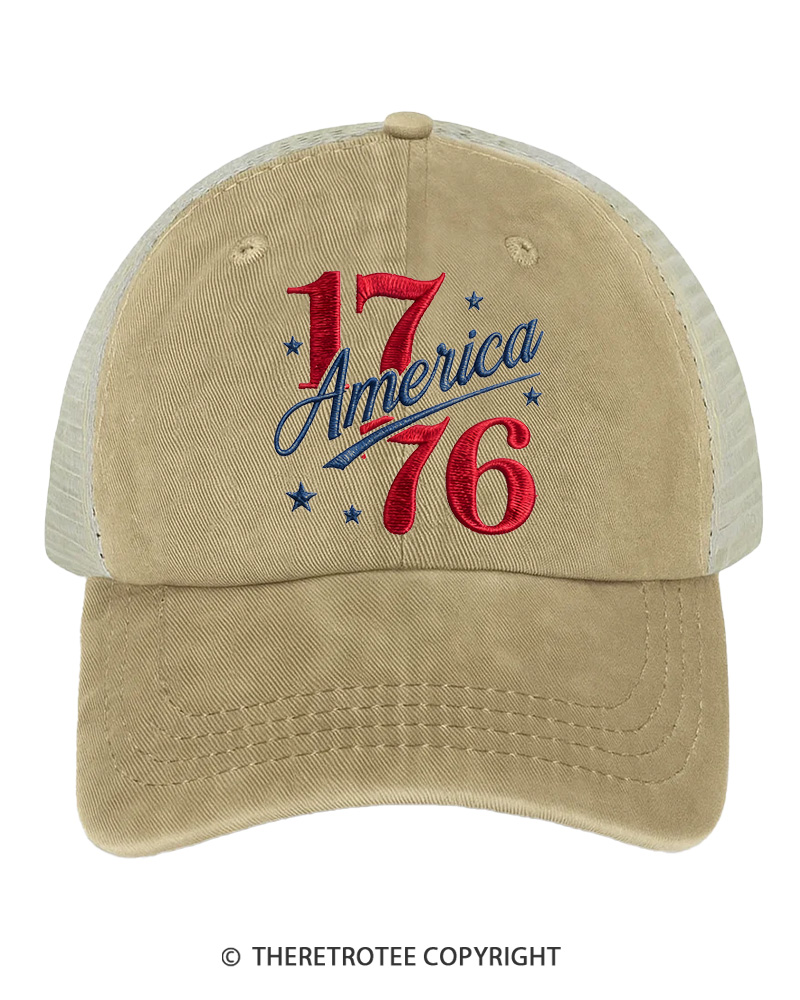 TheRetroTee 1776 America Embroidered Trucker Hat