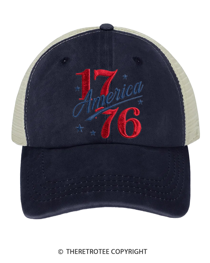 TheRetroTee 1776 America Embroidered Trucker Hat