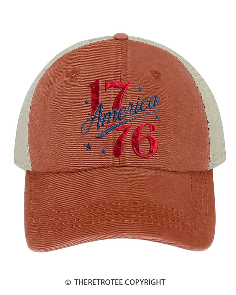 TheRetroTee 1776 America Embroidered Trucker Hat