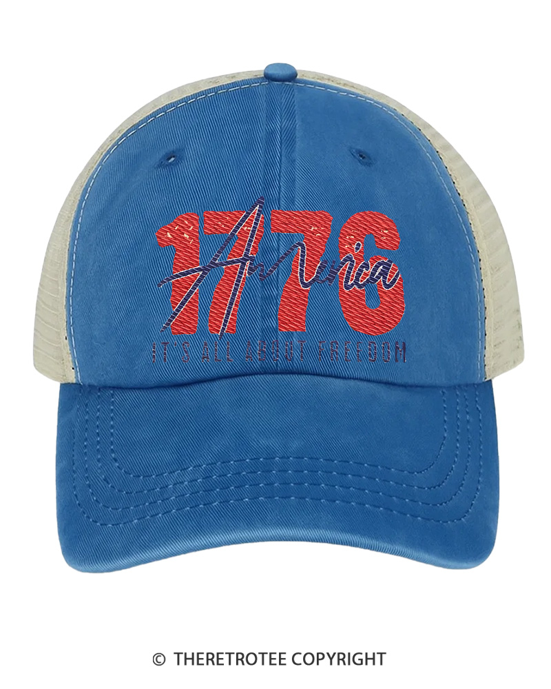TheRetroTee 1776 Freedom 4th of July Unisex Embroidered Trucker Hat