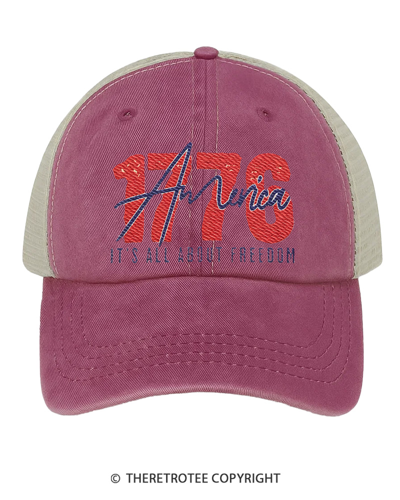 TheRetroTee 1776 Freedom 4th of July Unisex Embroidered Trucker Hat