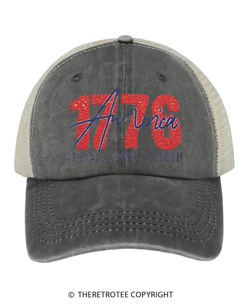 TheRetroTee 1776 Freedom 4th of July Unisex Embroidered Trucker Hat