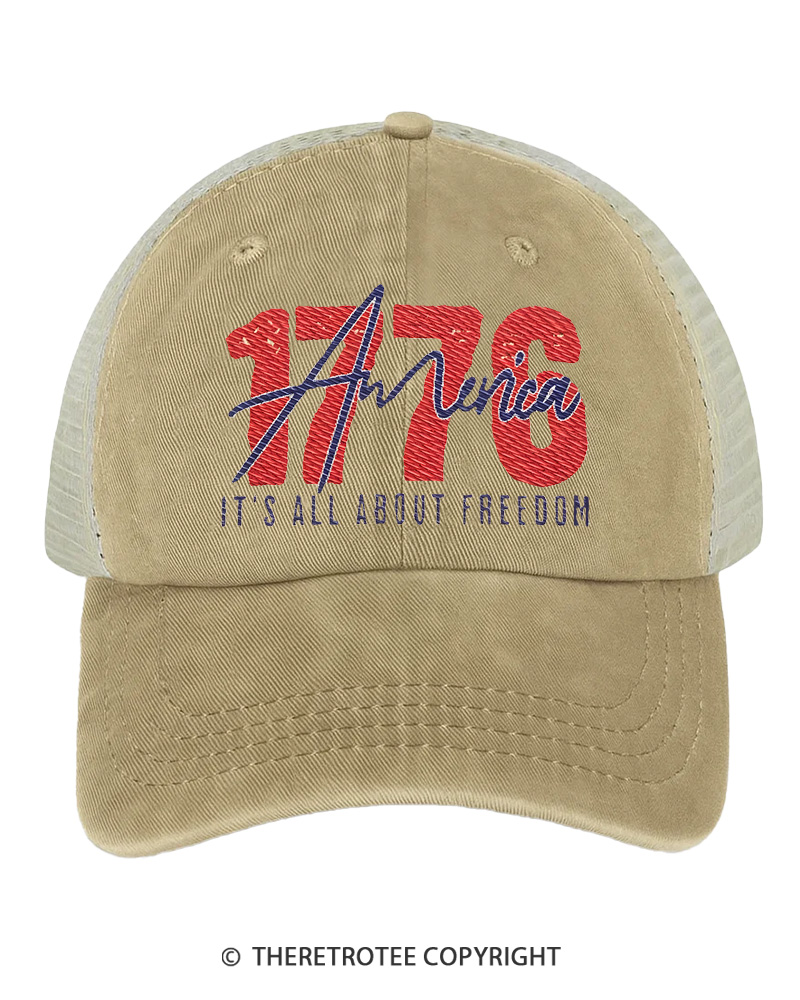 TheRetroTee 1776 Freedom 4th of July Unisex Embroidered Trucker Hat