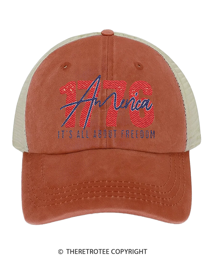 TheRetroTee 1776 Freedom 4th of July Unisex Embroidered Trucker Hat