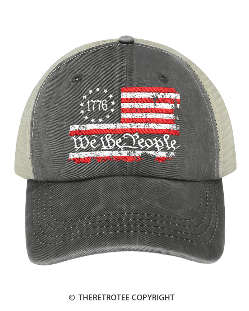 TheRetroTee We the People American Flag 1776 Trucker Hat