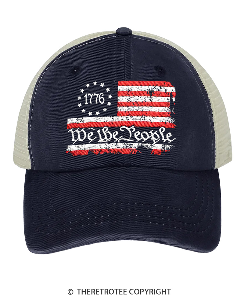 TheRetroTee We the People American Flag 1776 Trucker Hat