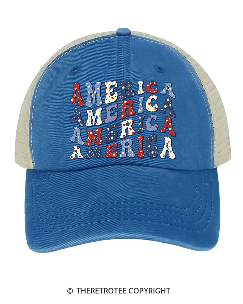 TheRetroTee America Retro Wavy Patriotic Dad  1776 Trucker Hat