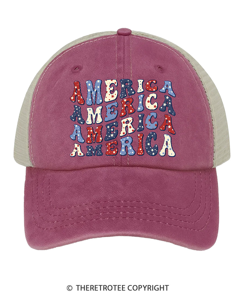 TheRetroTee America Retro Wavy Patriotic Dad  1776 Trucker Hat