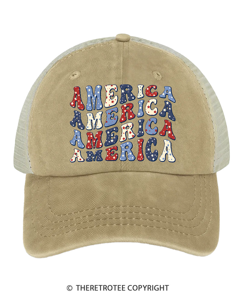 TheRetroTee America Retro Wavy Patriotic Dad  1776 Trucker Hat