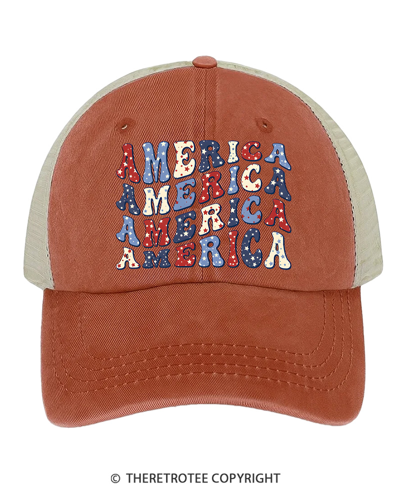 TheRetroTee America Retro Wavy Patriotic Dad  1776 Trucker Hat
