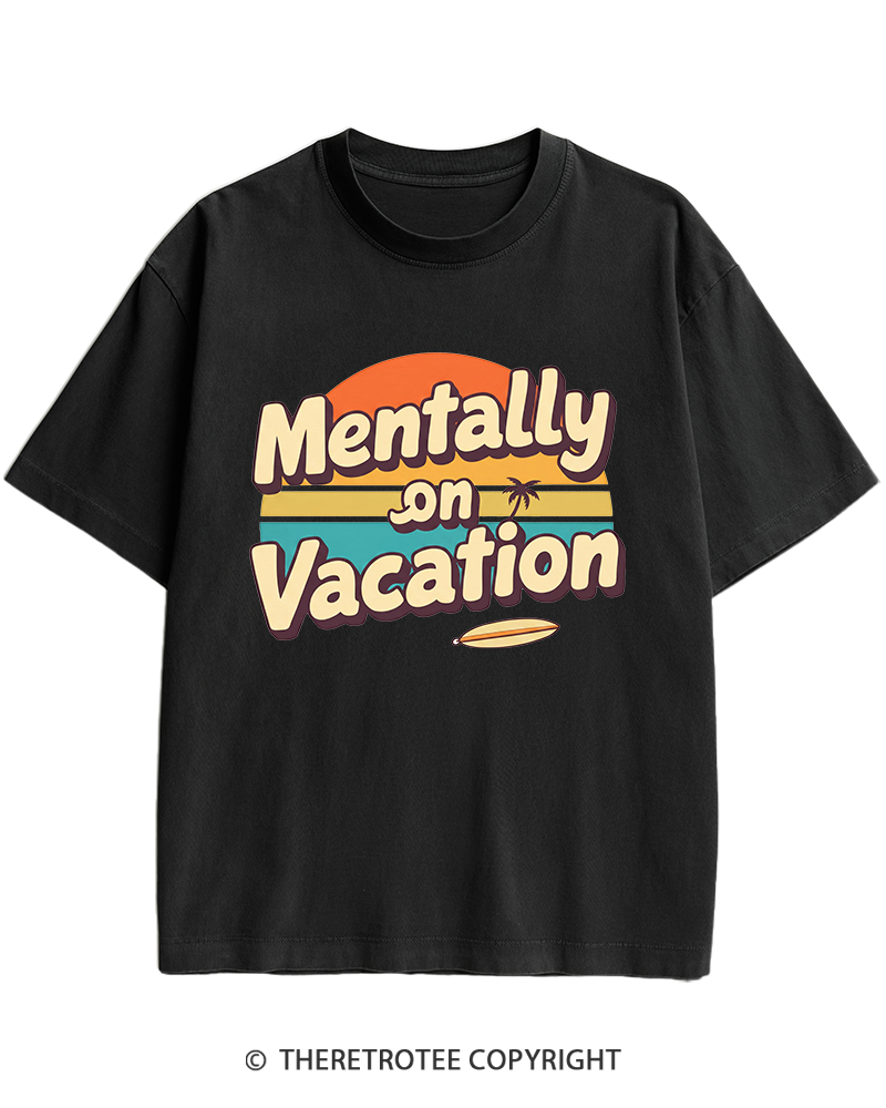 TheRetroTee Mentally on Vacation 1980s Heavy Cotton T-Shirt