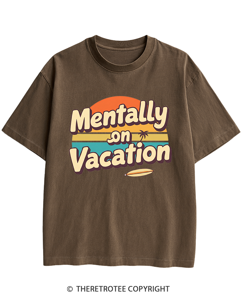 TheRetroTee Mentally on Vacation 1980s Heavy Cotton T-Shirt