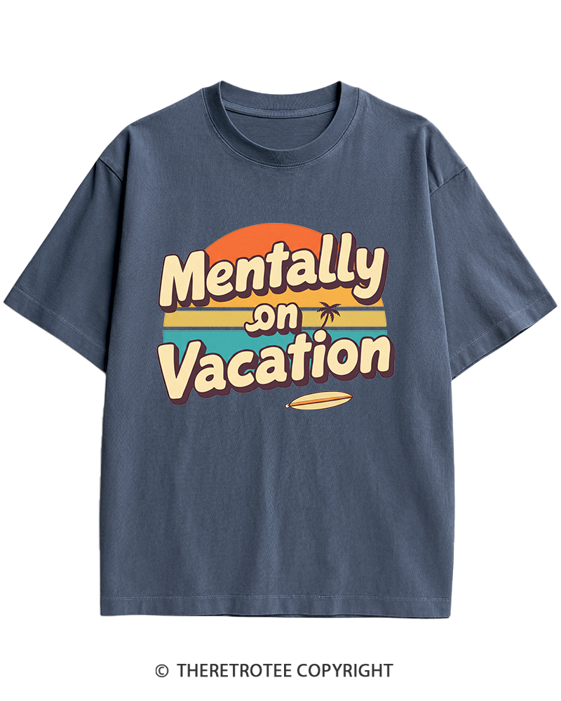 TheRetroTee Mentally on Vacation 1980s Heavy Cotton T-Shirt