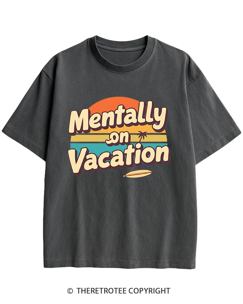 TheRetroTee Mentally on Vacation 1980s Heavy Cotton T-Shirt