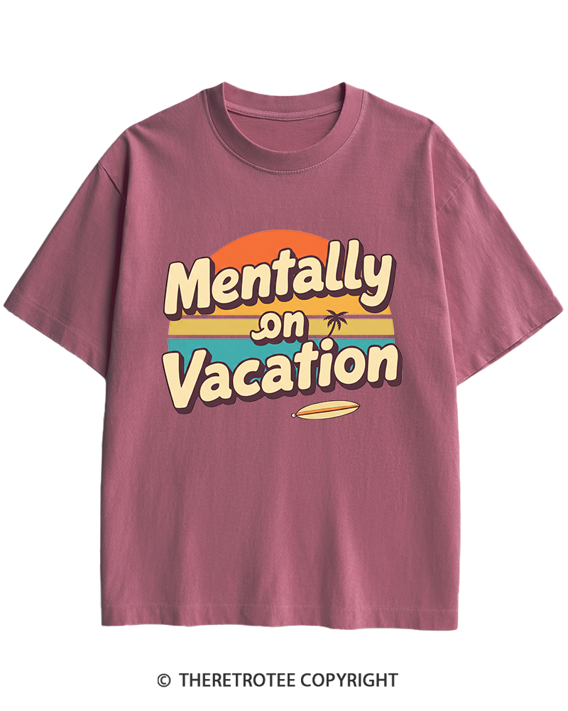 TheRetroTee Mentally on Vacation 1980s Heavy Cotton T-Shirt