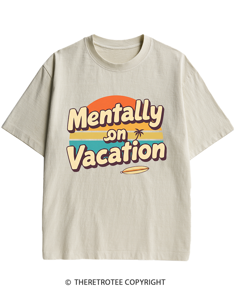 TheRetroTee Mentally on Vacation 1980s Heavy Cotton T-Shirt
