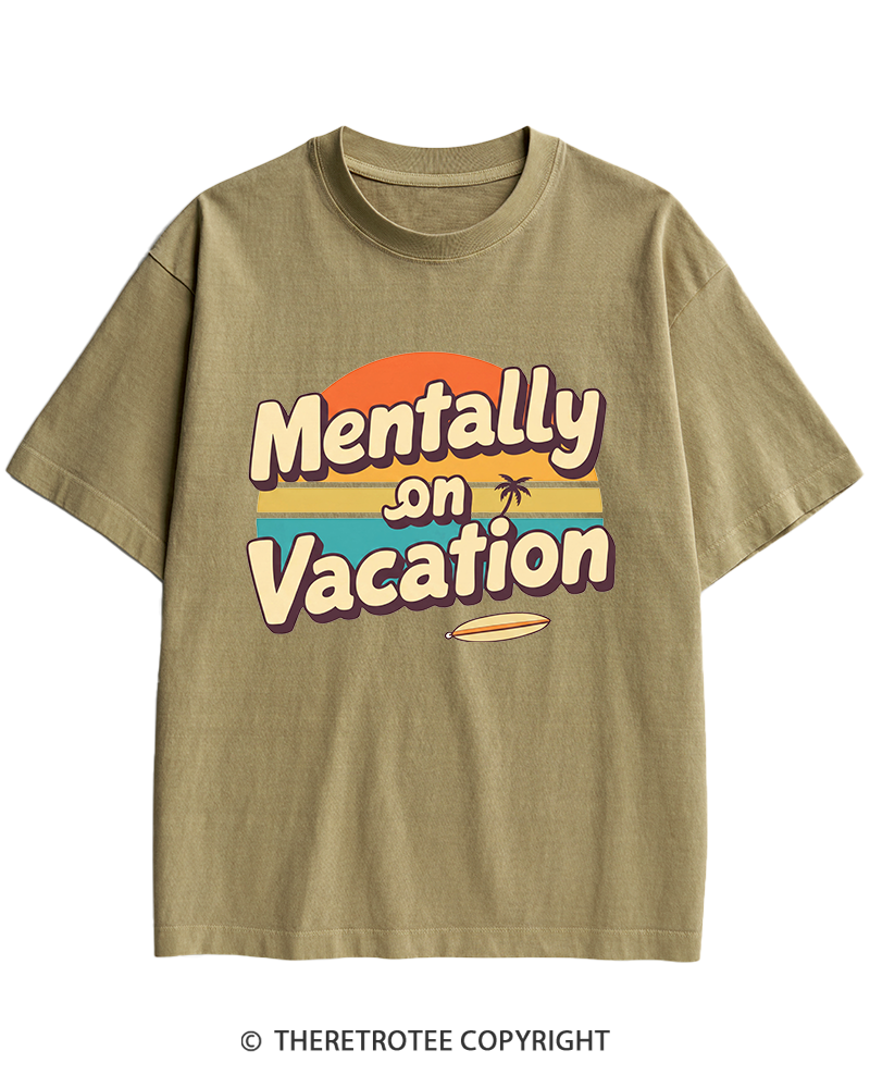 TheRetroTee Mentally on Vacation 1980s Heavy Cotton T-Shirt