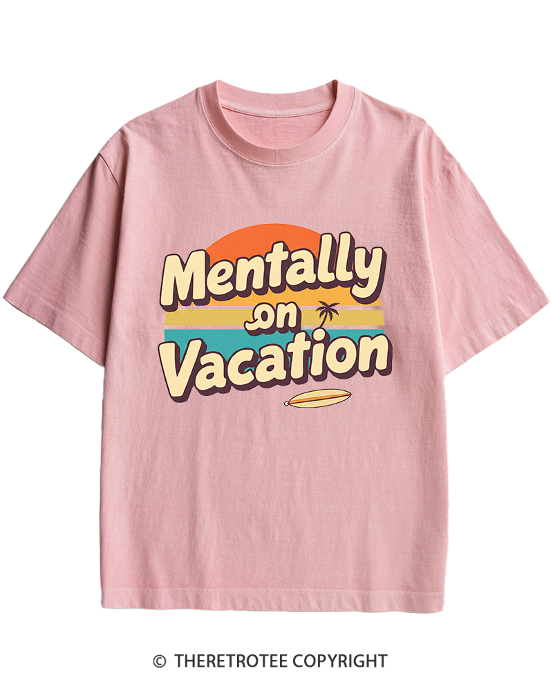TheRetroTee Mentally on Vacation 1980s Heavy Cotton T-Shirt