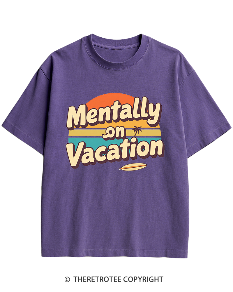 TheRetroTee Mentally on Vacation 1980s Heavy Cotton T-Shirt