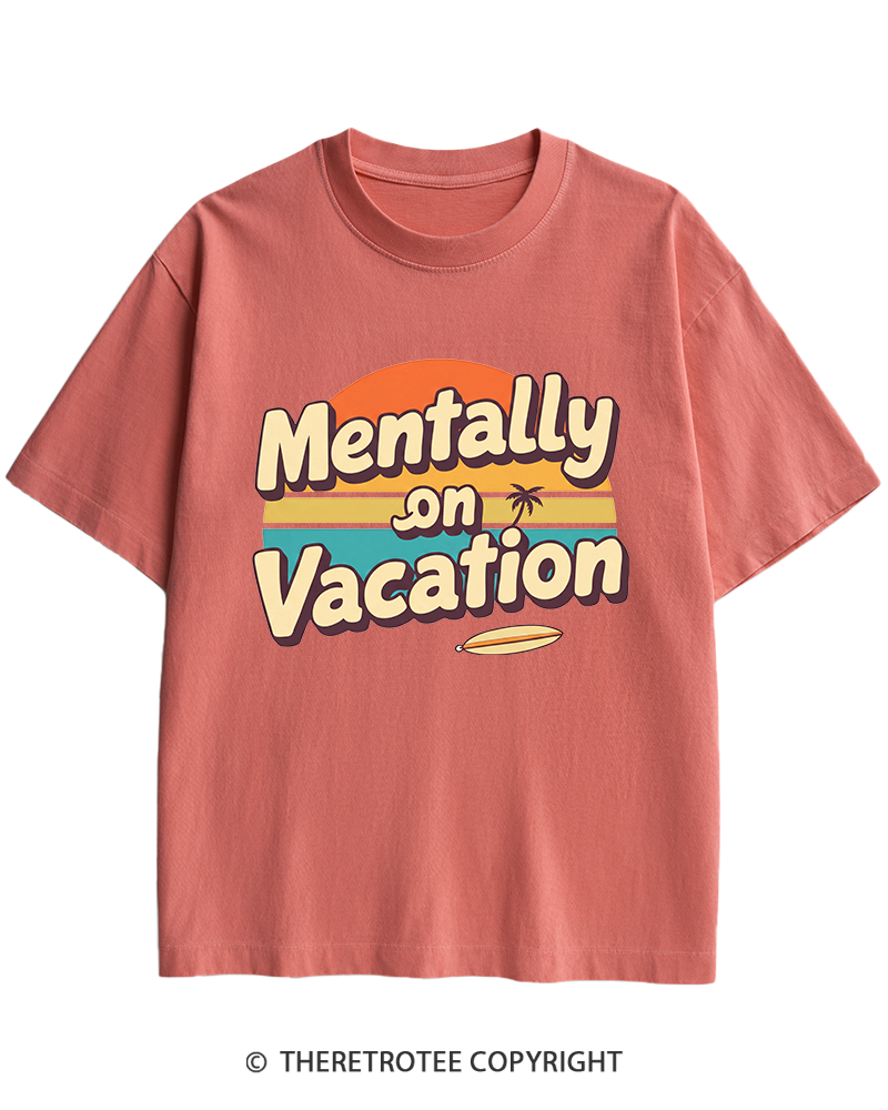 TheRetroTee Mentally on Vacation 1980s Heavy Cotton T-Shirt