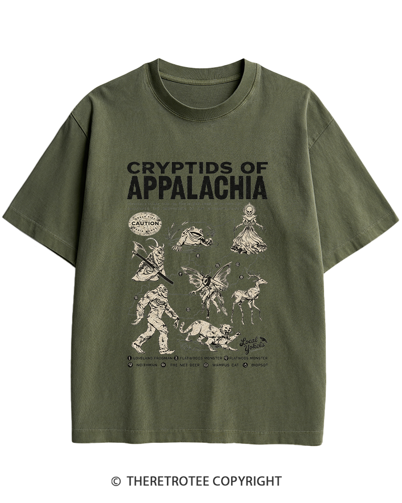 TheRetroTee Cryptids of Appalachia 1970s Heavy Cotton T-Shirt